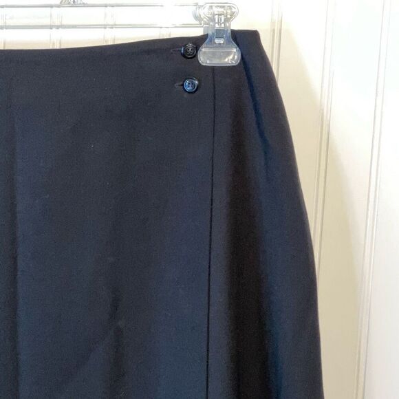 Jones New York 100% Wool Wrap Skirt Women’s 16 Black A-Line Office Mid Length - Picture 3 of 12